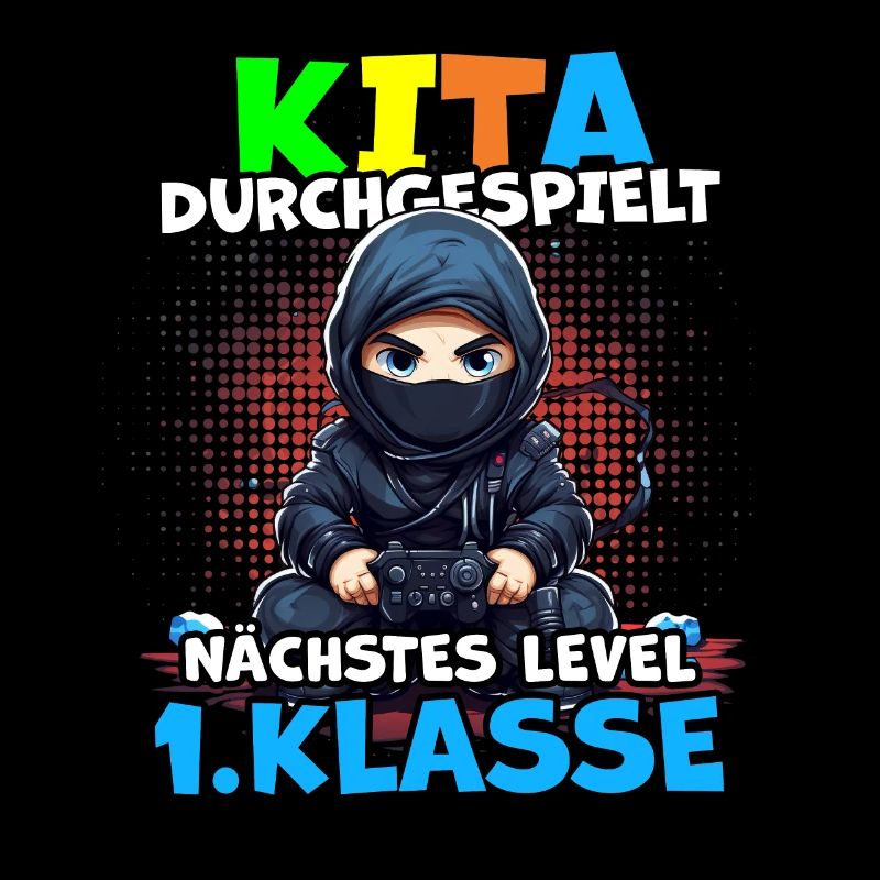 Einschulung Ninja-Krieger Videogamer Schulanfang
