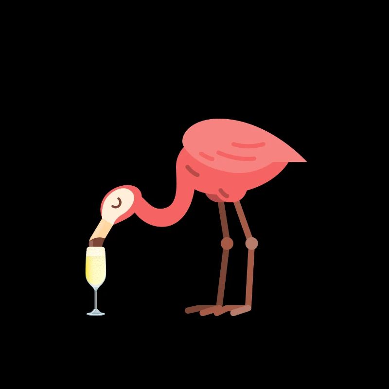 Flamingo drinking sparkling wine