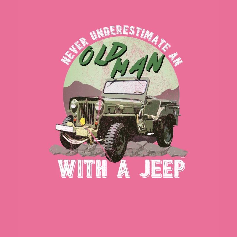 Alter Mann mit einem Jeep