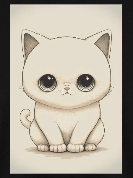 Drawing white kitten