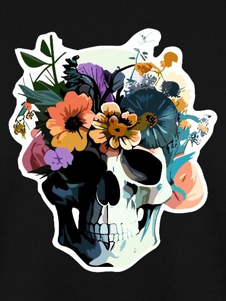 Human Skull & Flowers 38