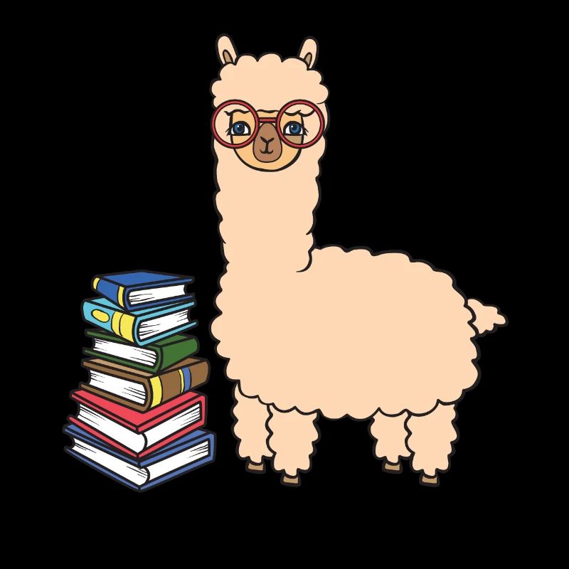Alpaka mit Büchern