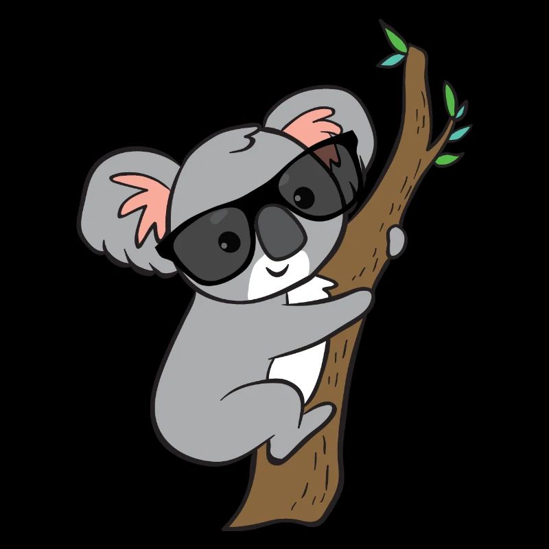 Koala mit Brille auf Baum