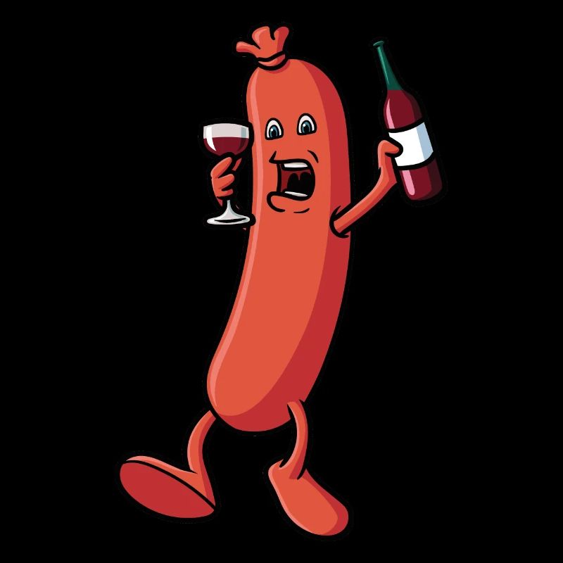 Wurst die Wein trinkt