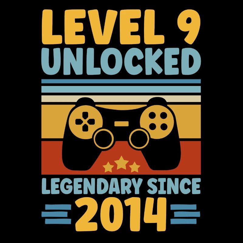 Level 9 Unlocked 2014 Gaming 9th Birthday Gamer