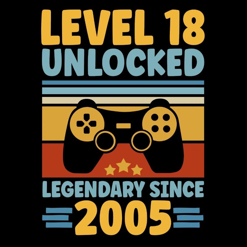 Level 18 Unlocked 2005 Gaming 18th Birthday Gamer