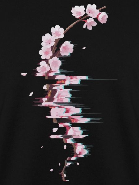 Glitch Kirschblüte moderner Blütenzweig