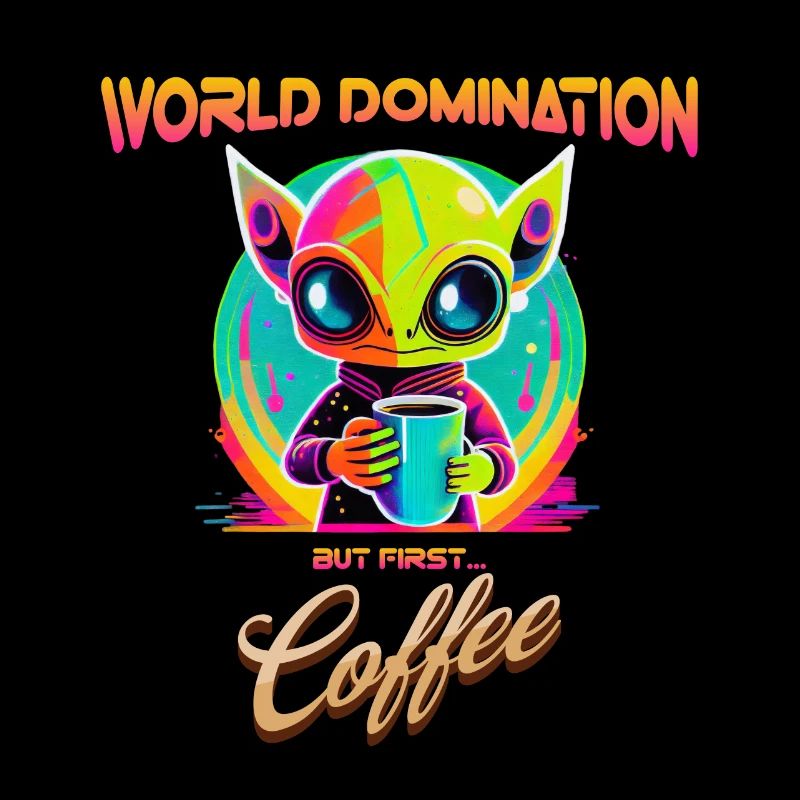 Domination du monde, mais premier café, drôle d’extraterrestre