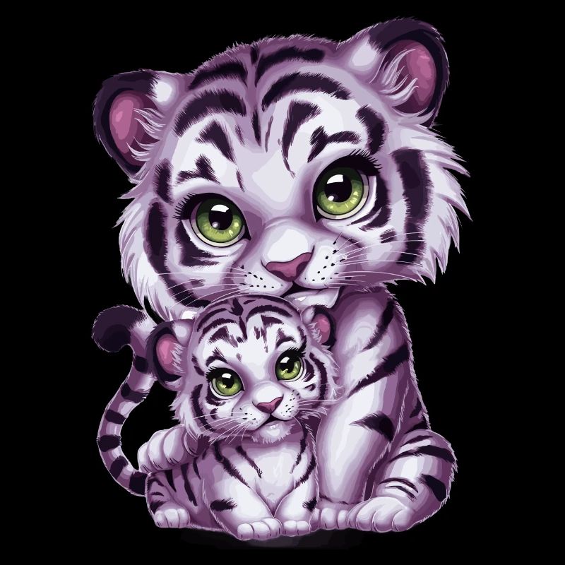 Weißer Tiger mit Tiger Mutter