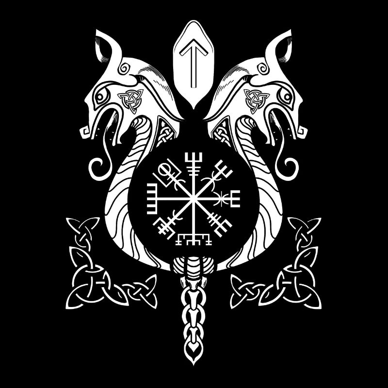 Wikinger Drachen Keltische Knoten Runen Kompass