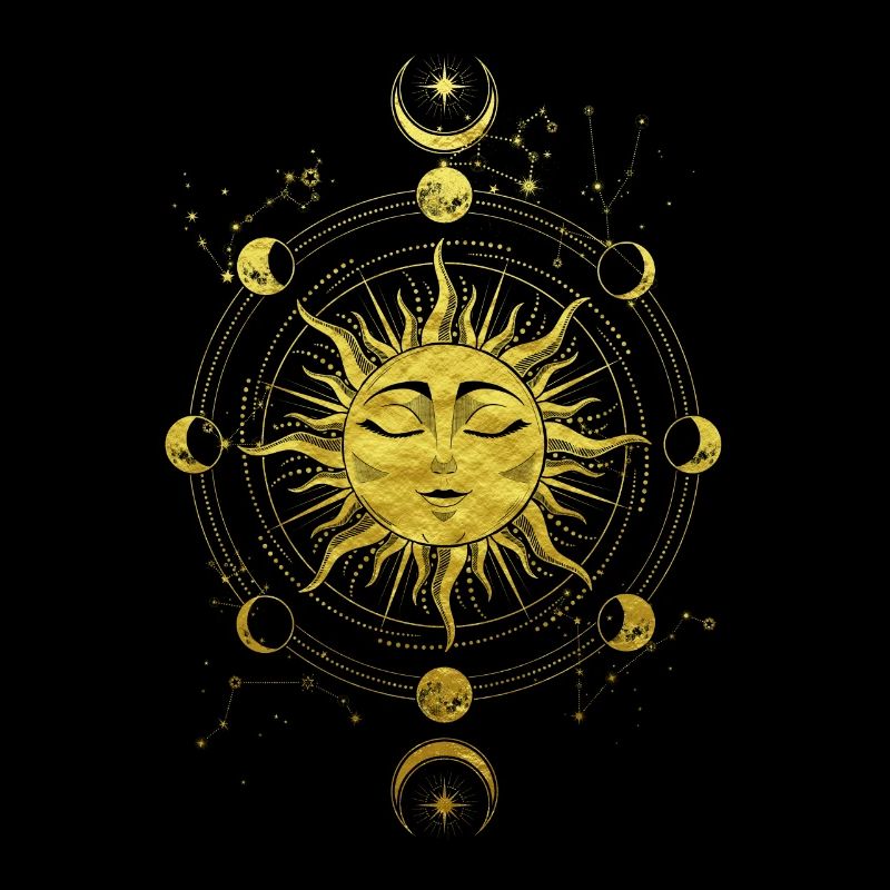 Sun moon phases occult magical wicca symbol