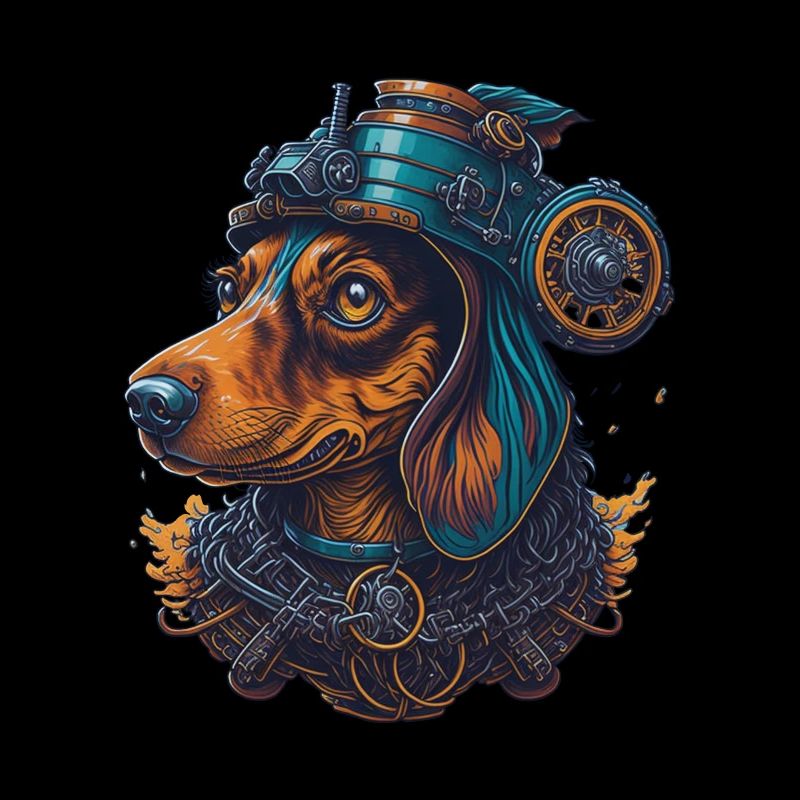 Retro Steampunk Dackel Hunde Kunst Design