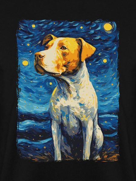 Pitbull Dog Starry Night