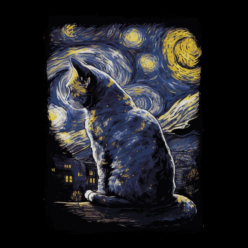 Katze Starry Night
