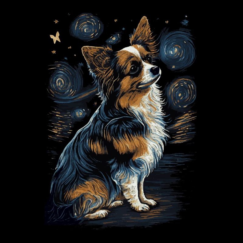 Papillon Hund Starry Night