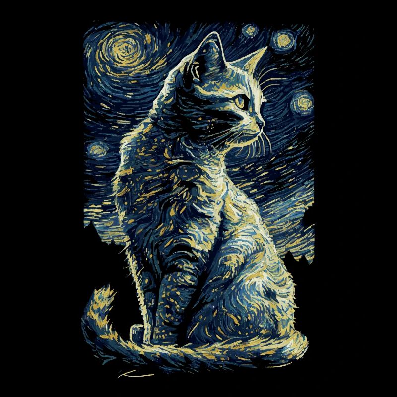Katze Starry Night