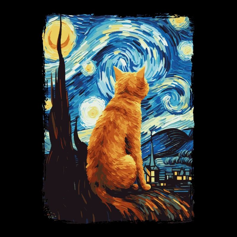 Katze Starry Night