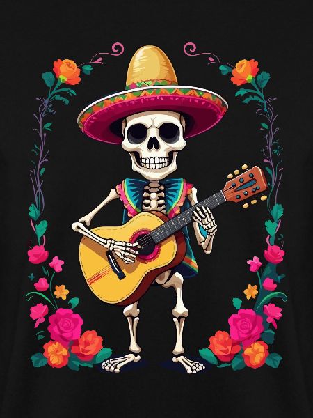 Mexikanischer Mariachi Skelett Gitarrist
