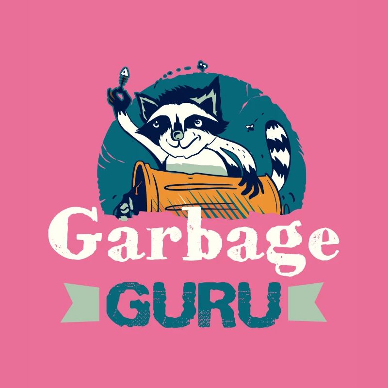 Raccoon lover garbage collecting garbage containers