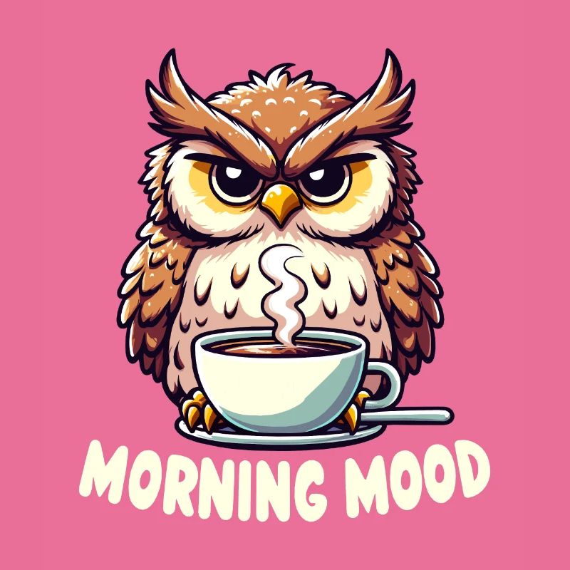 Mürrische Eule Mit Kaffee-morgenstimmung