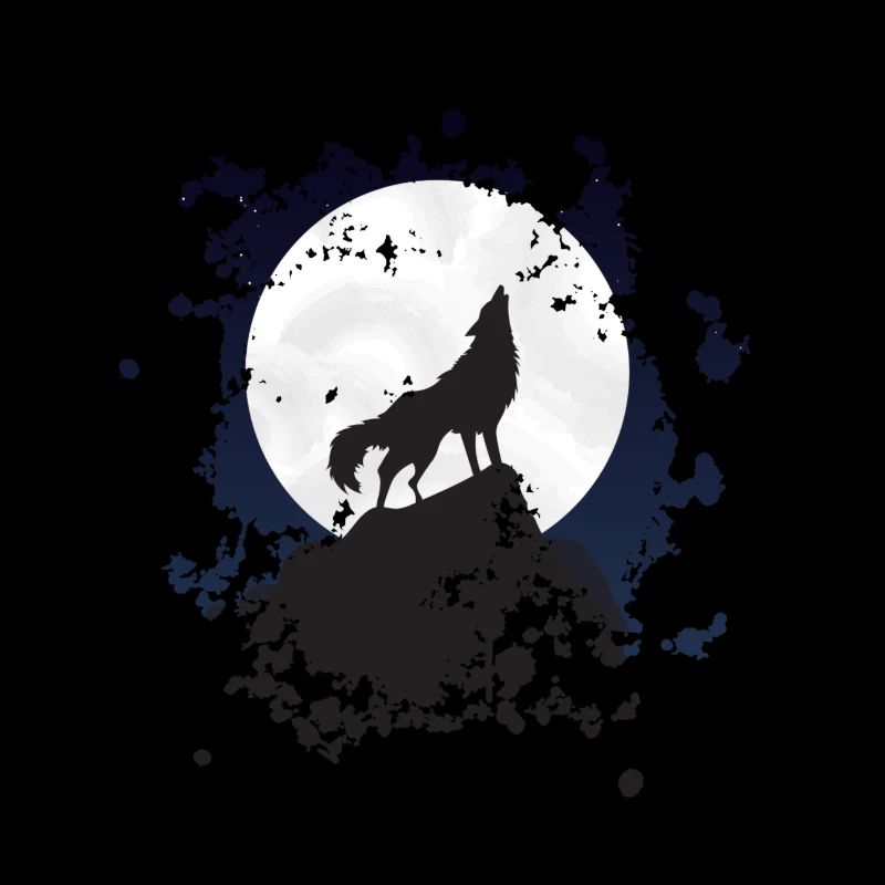 Howling Wolf Wolf at Full Moon