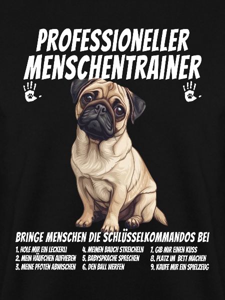 Professioneller Menschentrainer Mops Hund