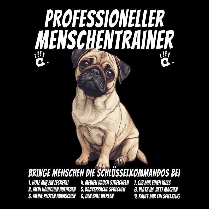 Professioneller Menschentrainer Mops Hund