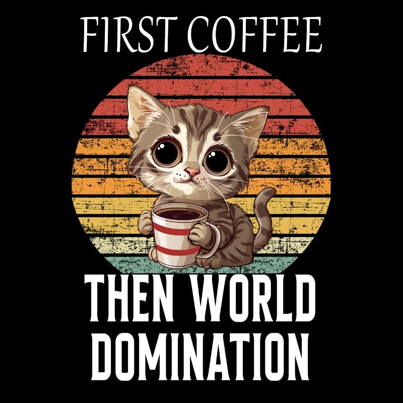 D’abord le café, puis la domination du monde chat Kitty