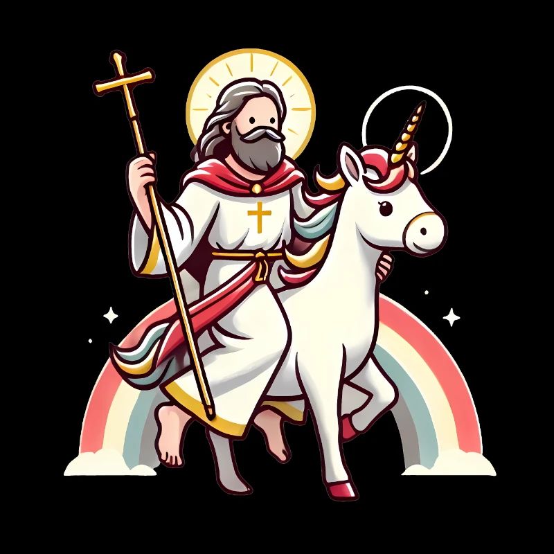 Saint Riding Licorne Dessin animé Design