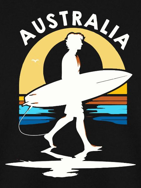 Surfer Australia bei Sonnenuntergang