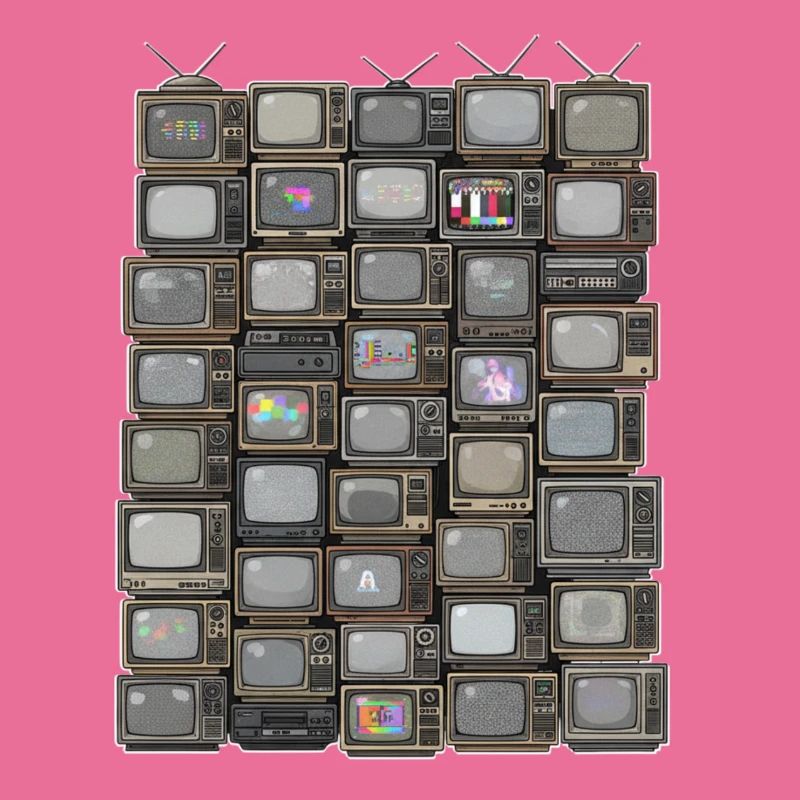 Retro Fernseh-Stack Collage