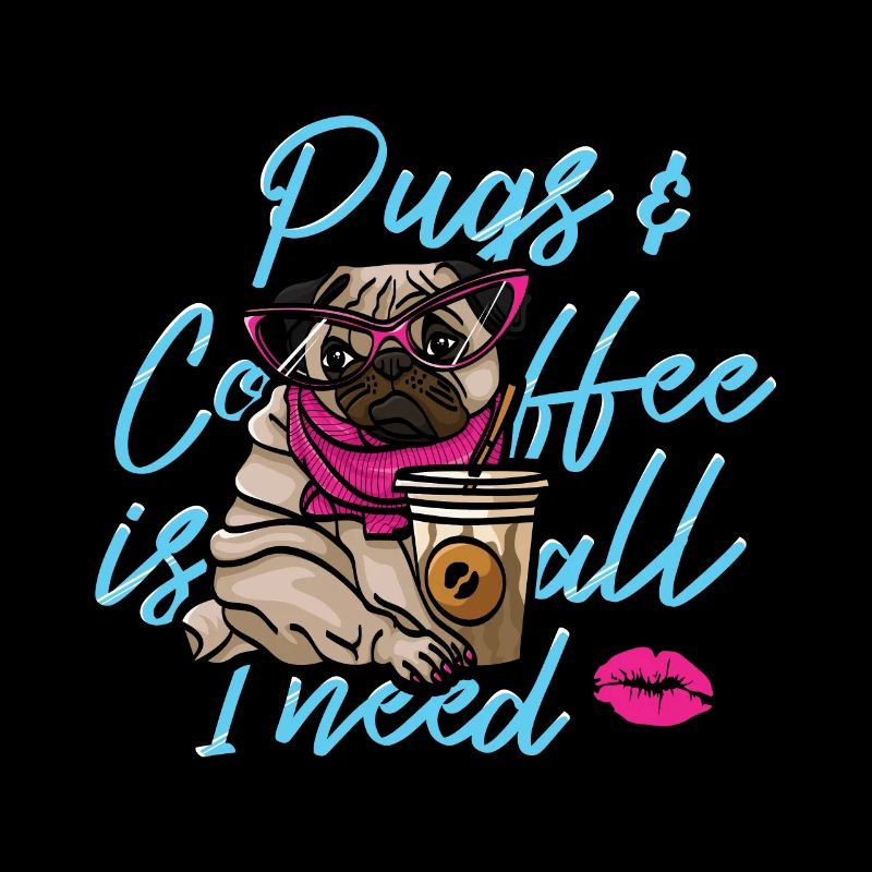 Funny pug dog head dog