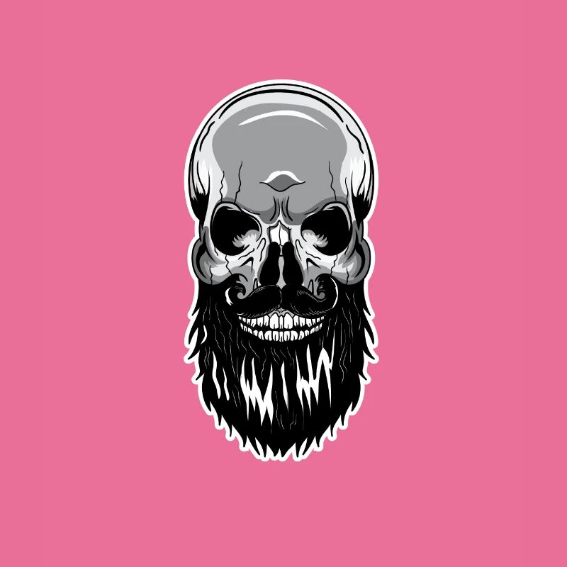 Skull beard bald head skeleton