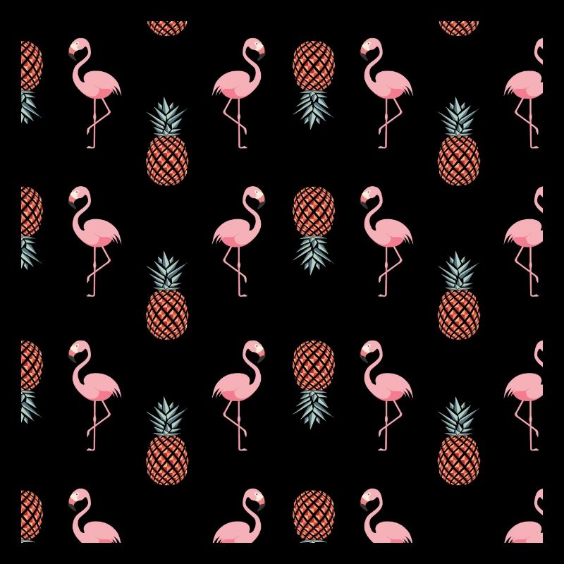 flamants roses parmi beaucoup d'ananas