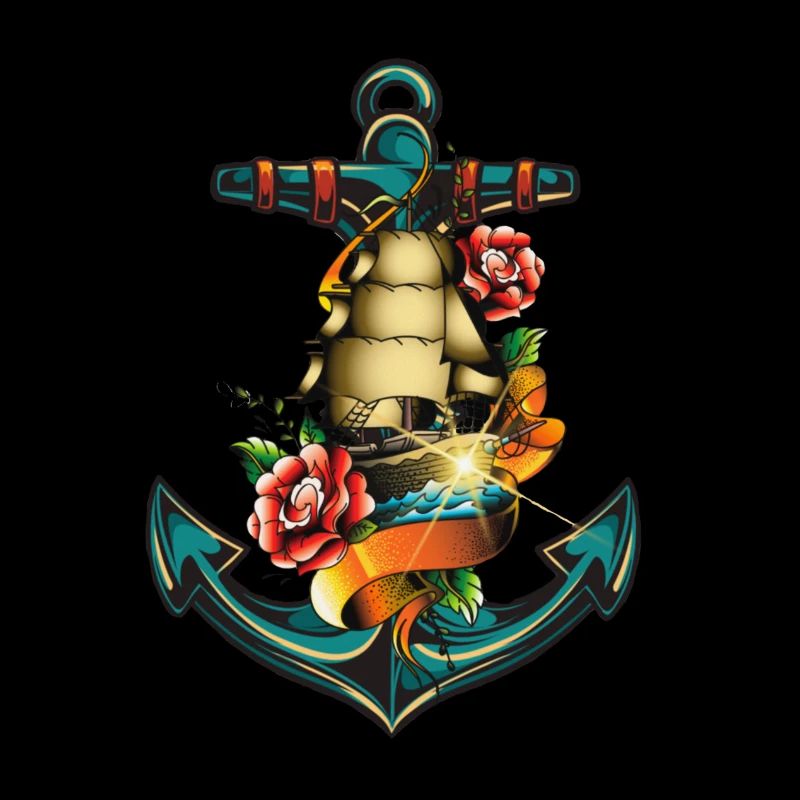Anker Tattoo Schiff Rose Meer
