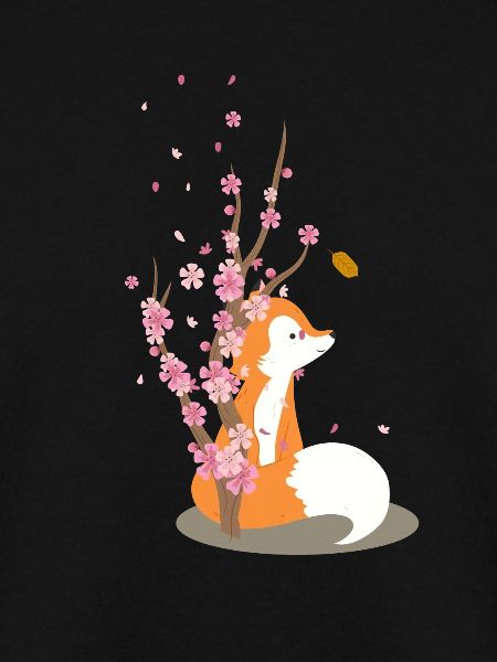 Süßes Kirschblüten Fuchs Motiv