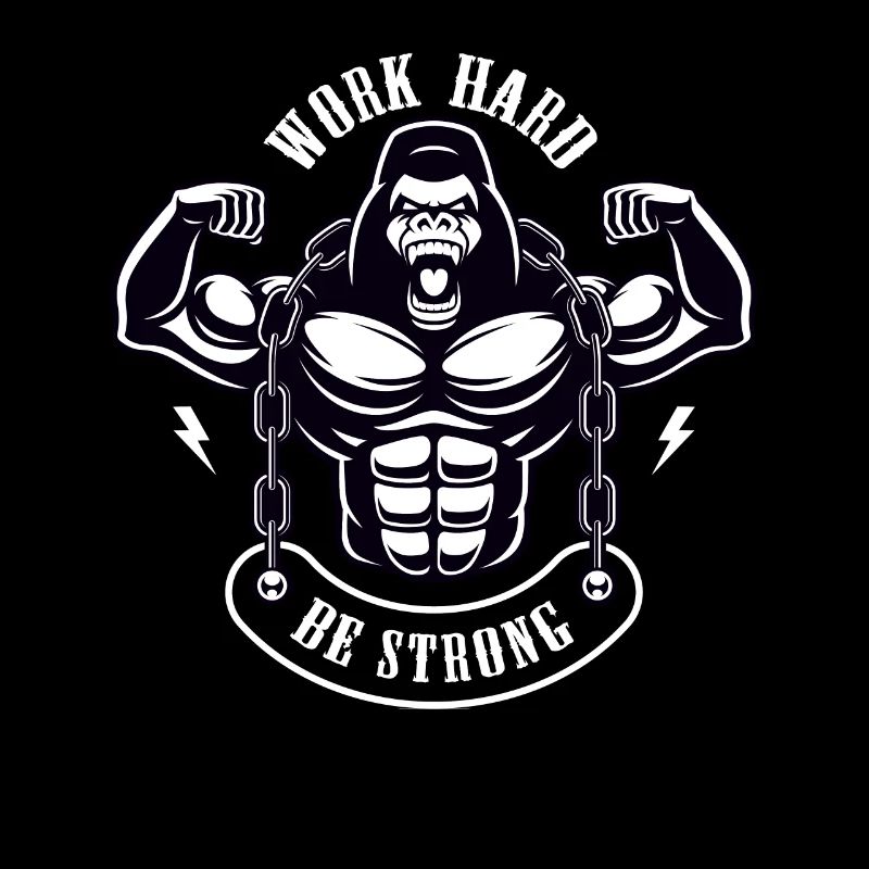 Work Hard be Strong Gorille Argent Cadeau
