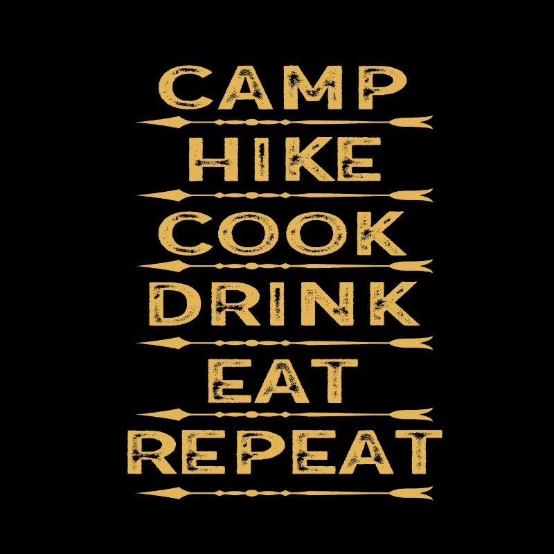 Camping Randonnée Cuisiner Boire des aliments Répéter