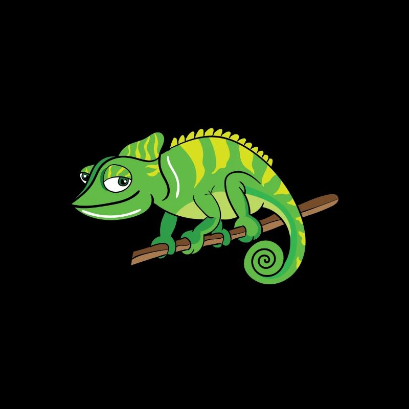 Comic Chameleon Grinning Cute