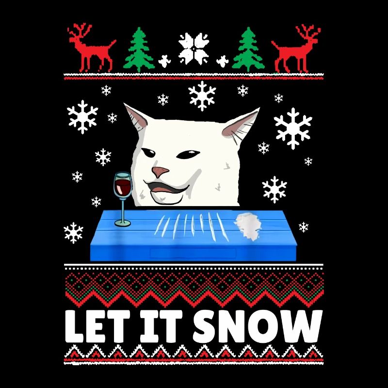 Laisse la neige pull de Noël laid de chat
