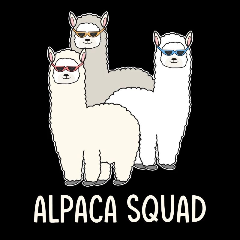 Alpaca team with colorful glasses