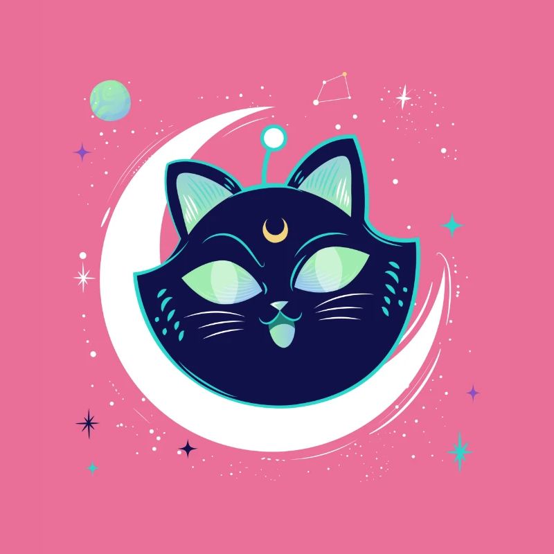 Galaxy Space chat avec lune dans l’espace