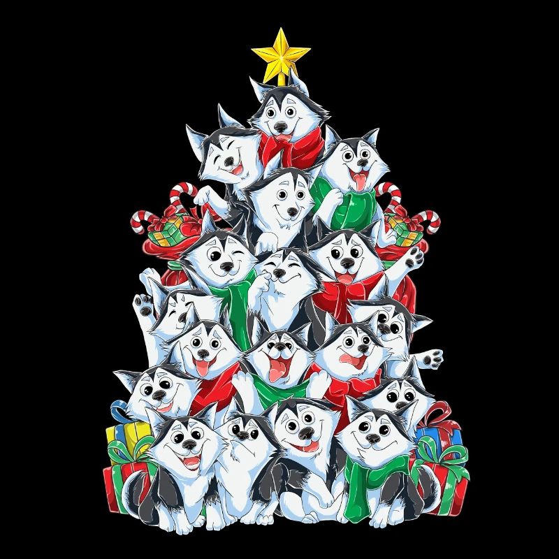 Sibérien Husky Sapin de Noël De Noël Gesch