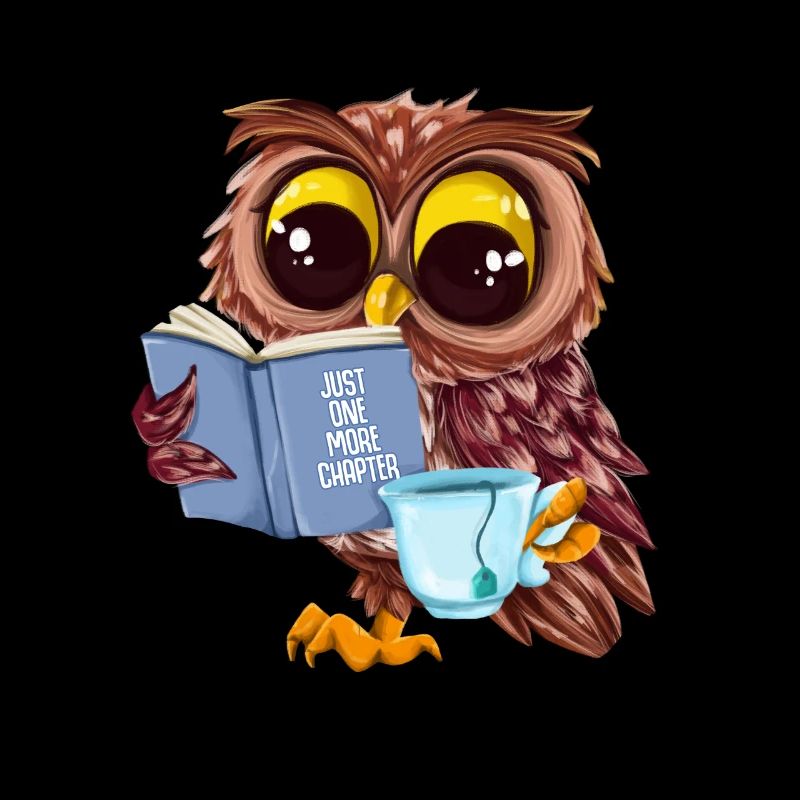 Süße Eule Liest Buch Und Trinkt Tee Leseratte Büch