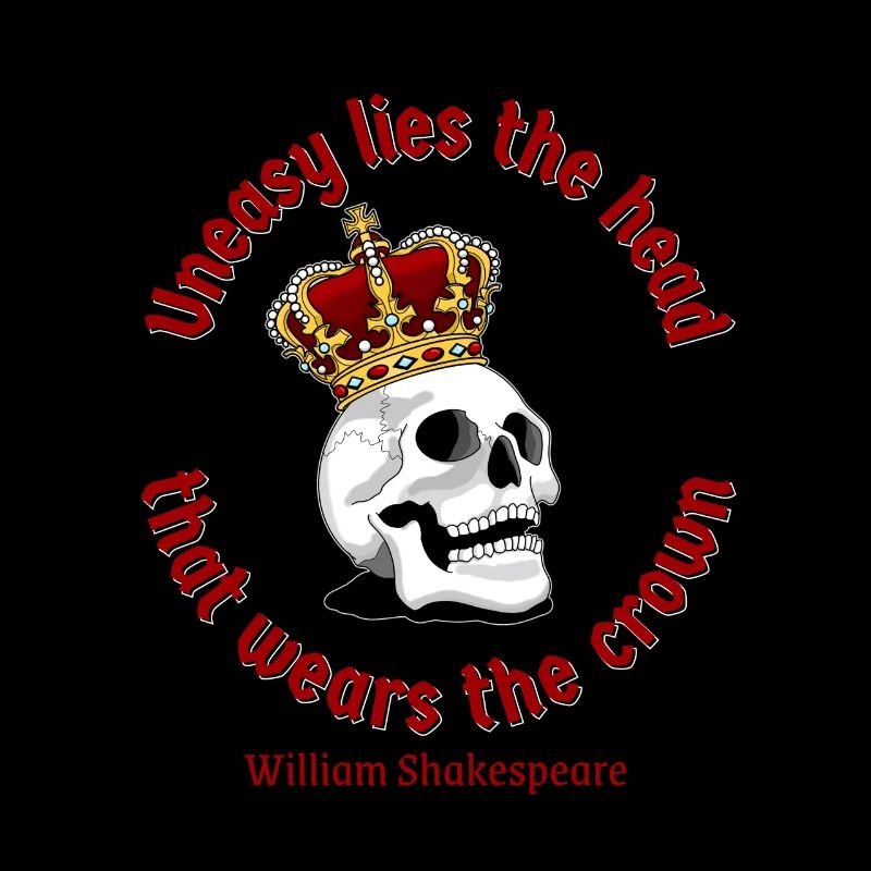 Shakespeare-Zitat - Schädel mit Kronen-Illustration