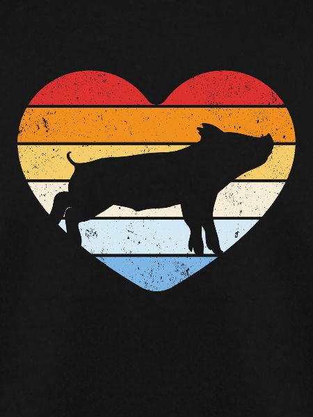 Retro heart piglet pig