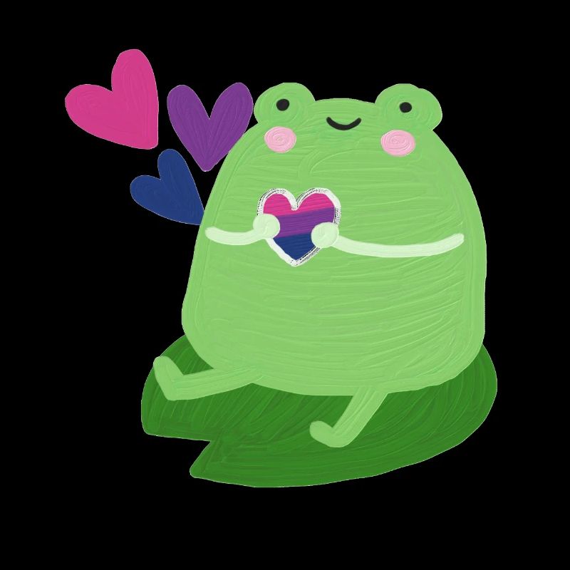 Grenouille douce avec des couleurs de drapeau de fierté bisexuelle