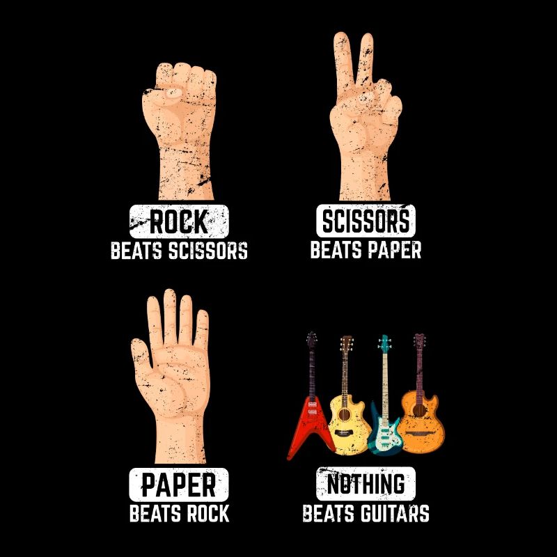 Rock Paper Ciseaux Rien ne bat Guitares Drôle Gu