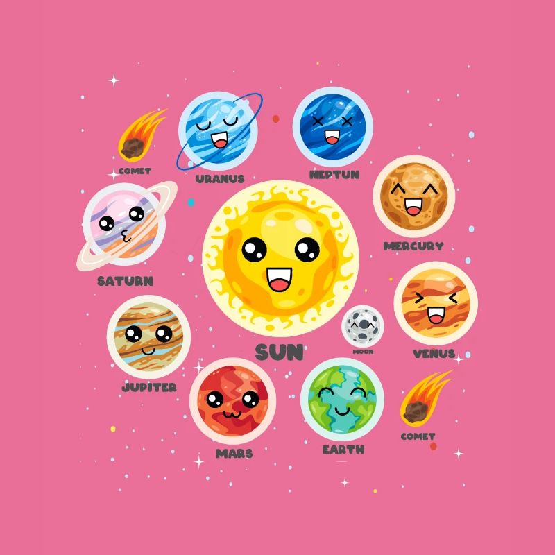 Solar System Planets Science Cute Realistic Space
