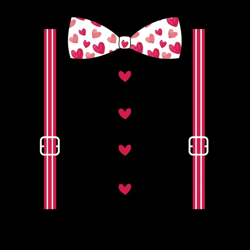 Valentinstag Hosenträger und Herzen Fliege